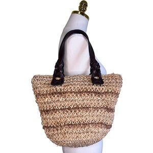 Tan & Brown Woven Tote Bag